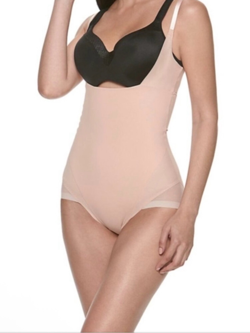 Spanx red hot pink firm control open bust shapewear bodysuit size S